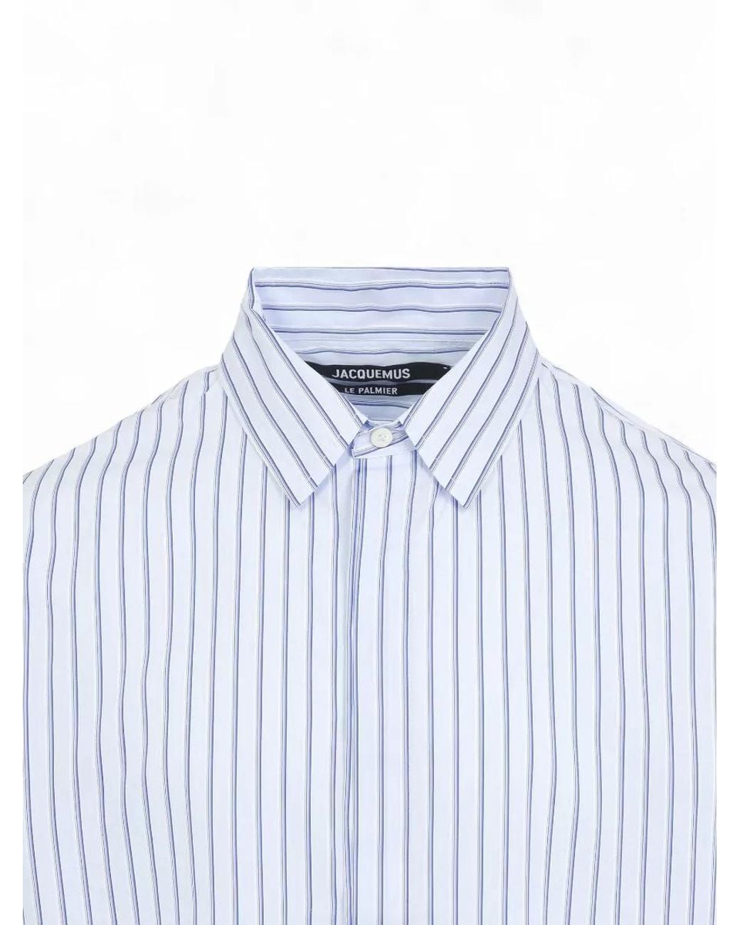 Jacquemus Blue Striped Long-Sleeve Shirt for men