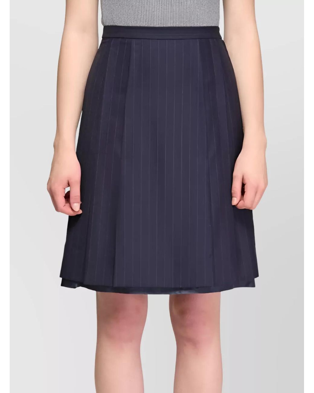 Maison Margiela Blue Wool Pleated Midi Skirt