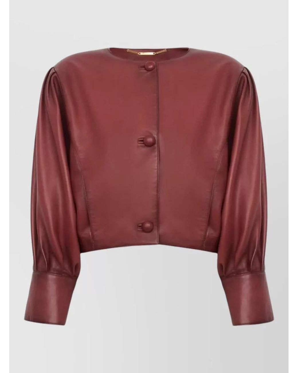 Chloé Red Lamb Leather Cropped Collarless Jacket