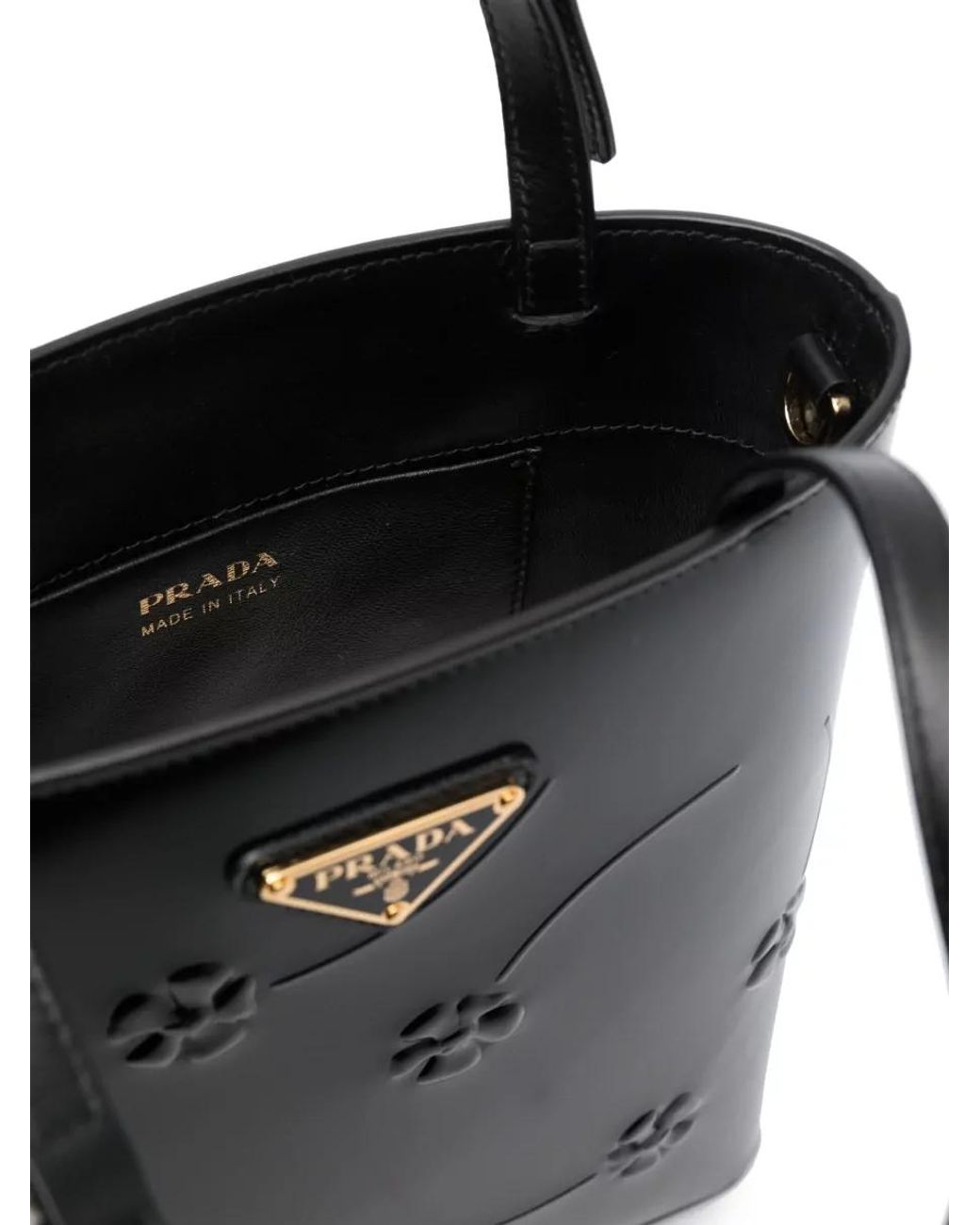 Prada Black Triangle Leather Clutch Bag