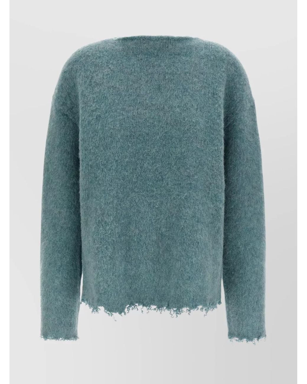 Jil Sander Blue Fringed Wool Jumper