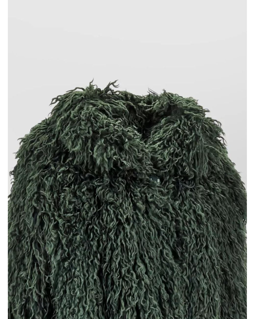 Emporio Armani Green Faux Fur Oversized Collar Jacket