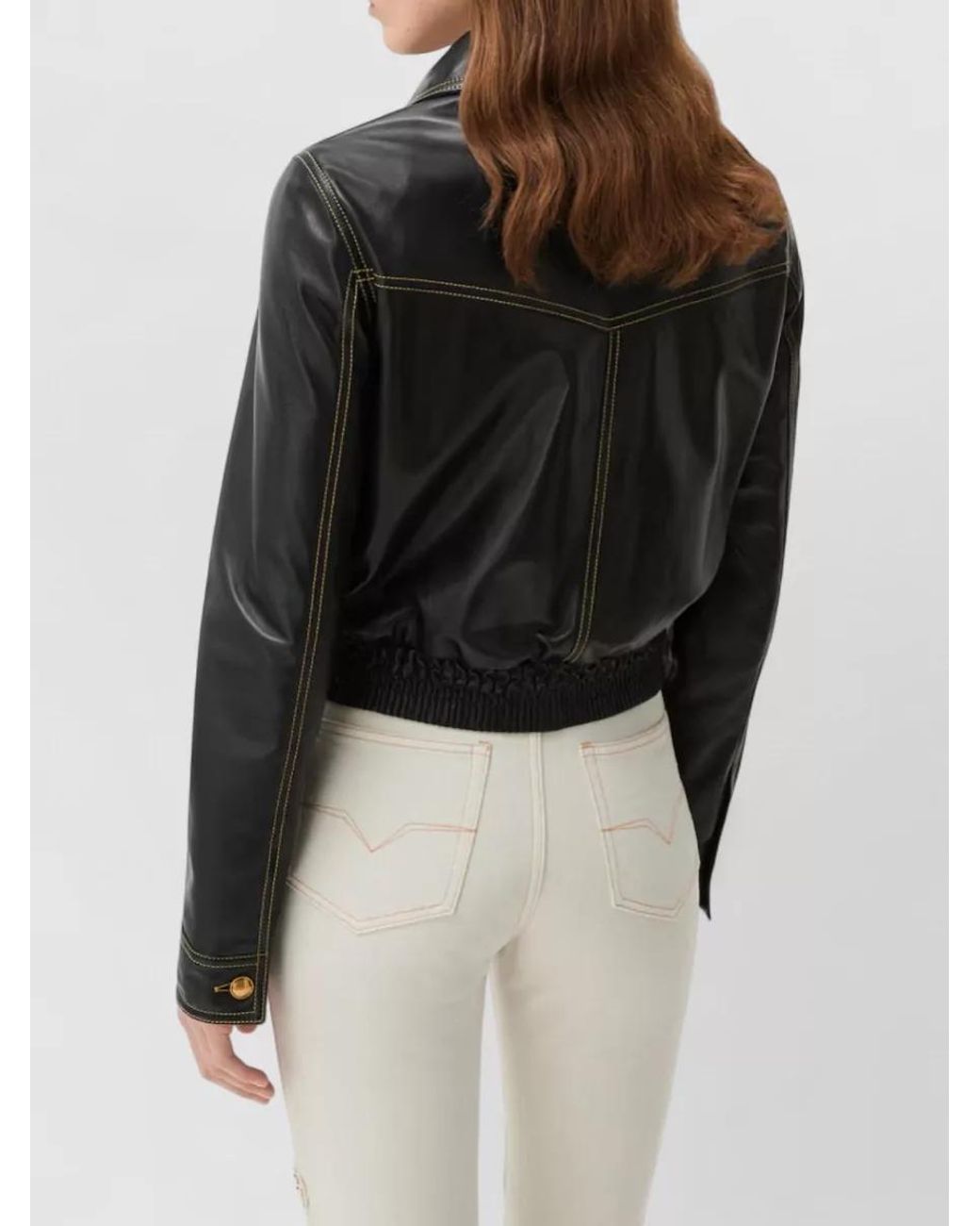 Versace Black Lamb Leather Regular-Fit Blouson Jacket