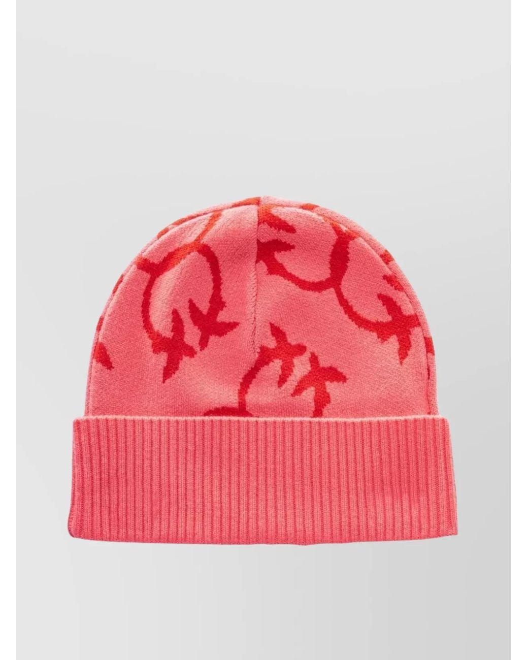 Pinko Pink Wool-Blend Logo-Jacquard Beanie