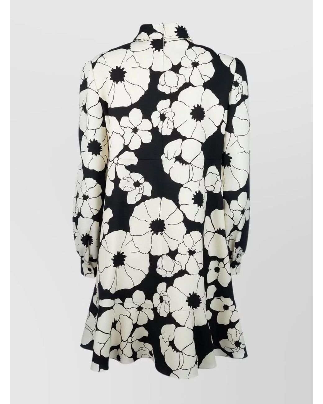 Céline White Floral-Print Long-Sleeve Mini Dress