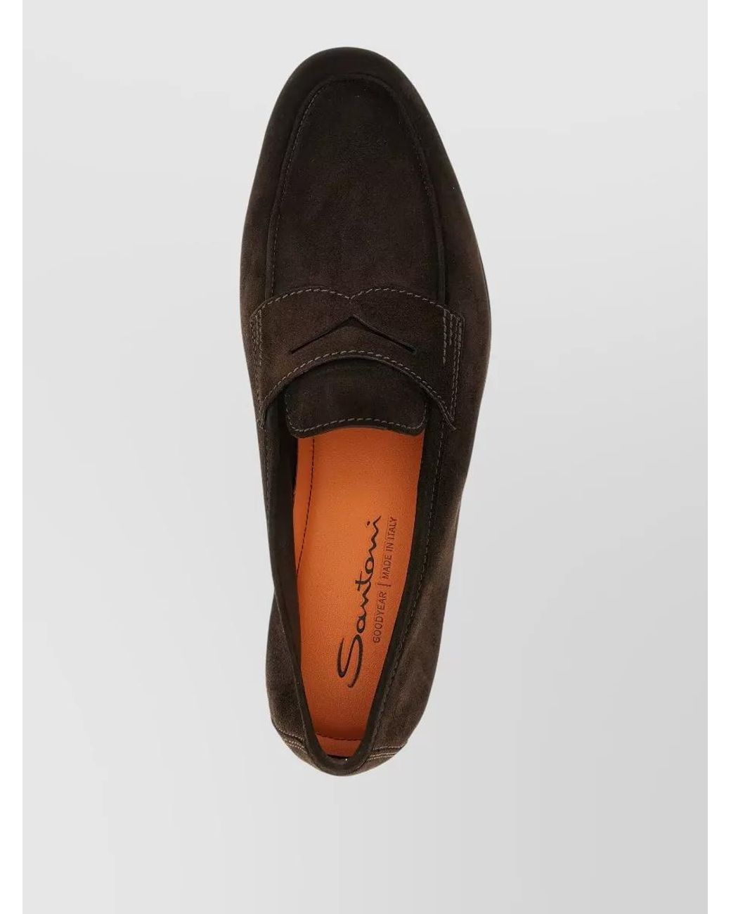 Santoni Brown Calfskin Leather Loafers for men