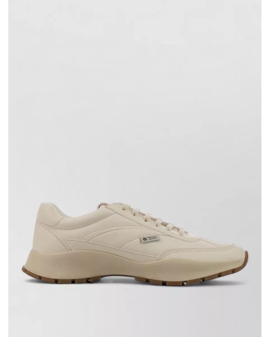 Prada Natural Leather Lace-Up Sneakers