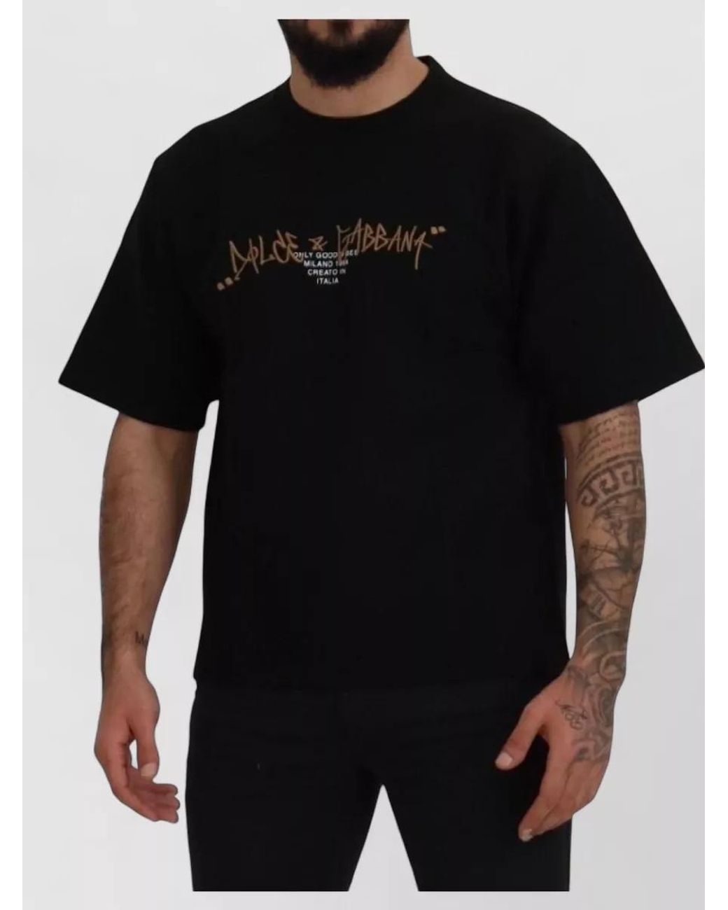 Dolce & Gabbana Black Logo Cotton Crewneck T-Shirt for men