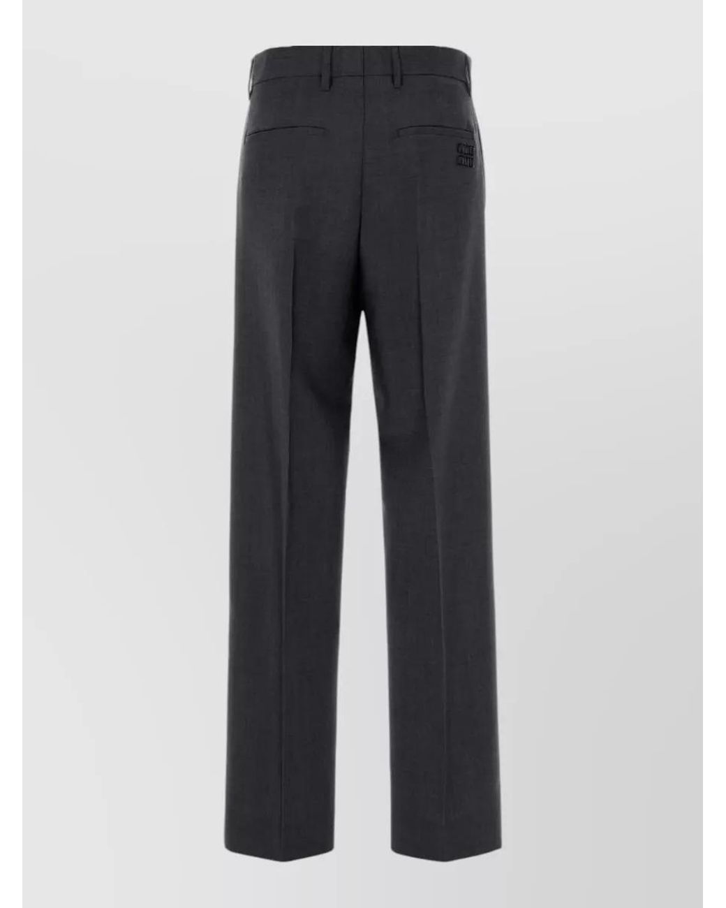 Miu Miu Blue Mohair Wool Straight-Leg Suit Trousers