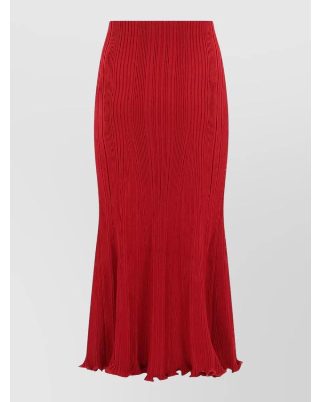 Self-Portrait Red Viscose Midi Skirt