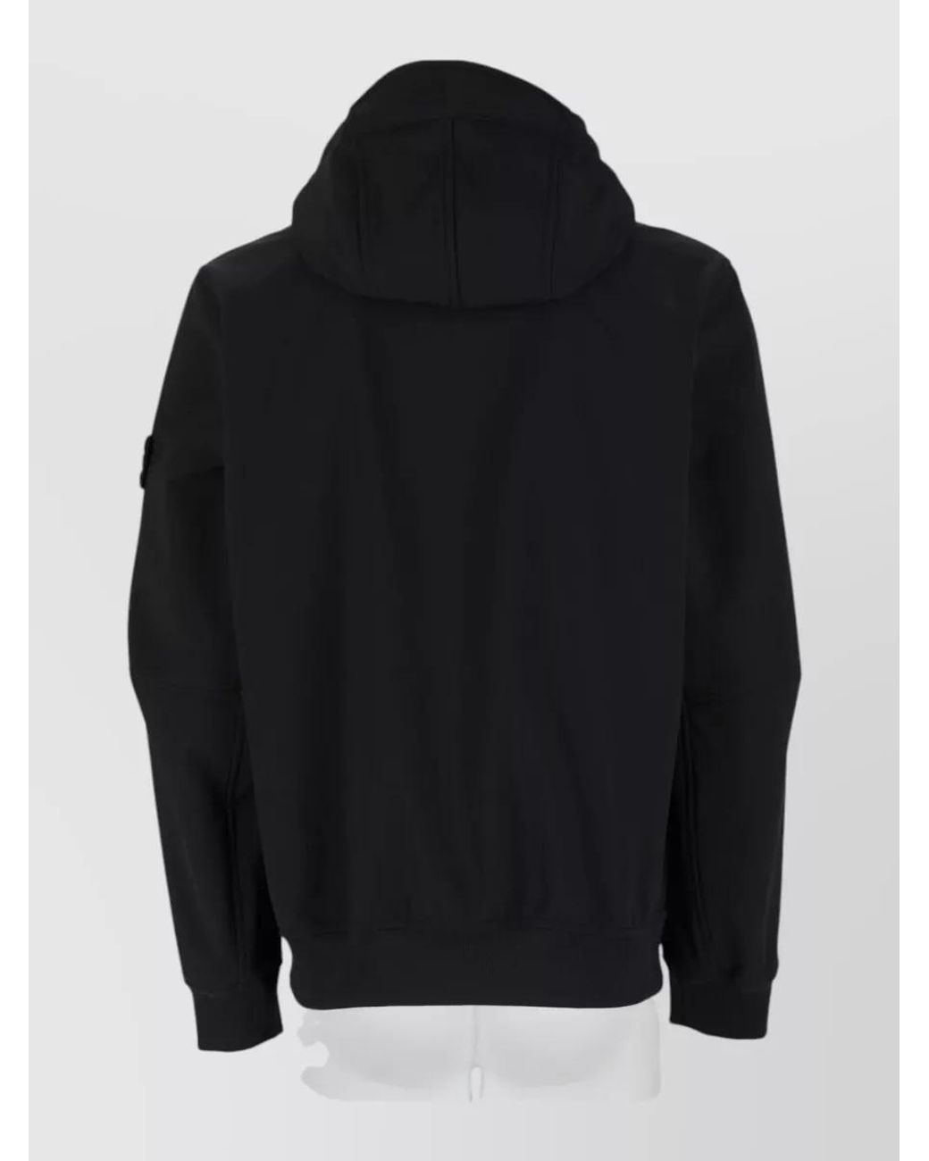 Stone Island Black Softshell Hooded Raincoat for men
