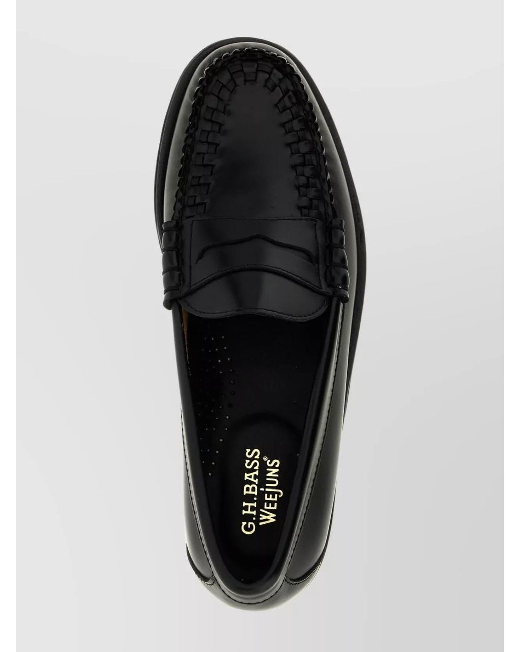G.H.BASS Black Leather Weejuns Larson Weave Loafers for men