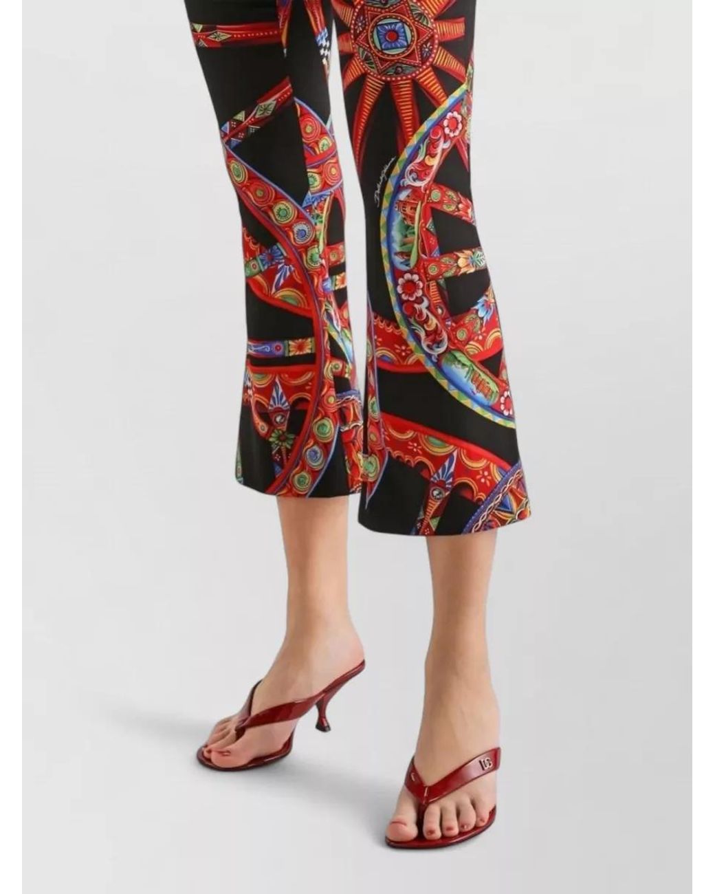 Dolce & Gabbana Silk Carretto Print Flared Trousers