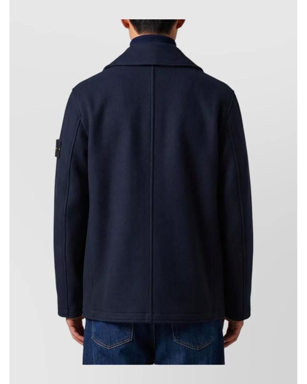 Stone Island Blue Double-Breasted Short Coat for men