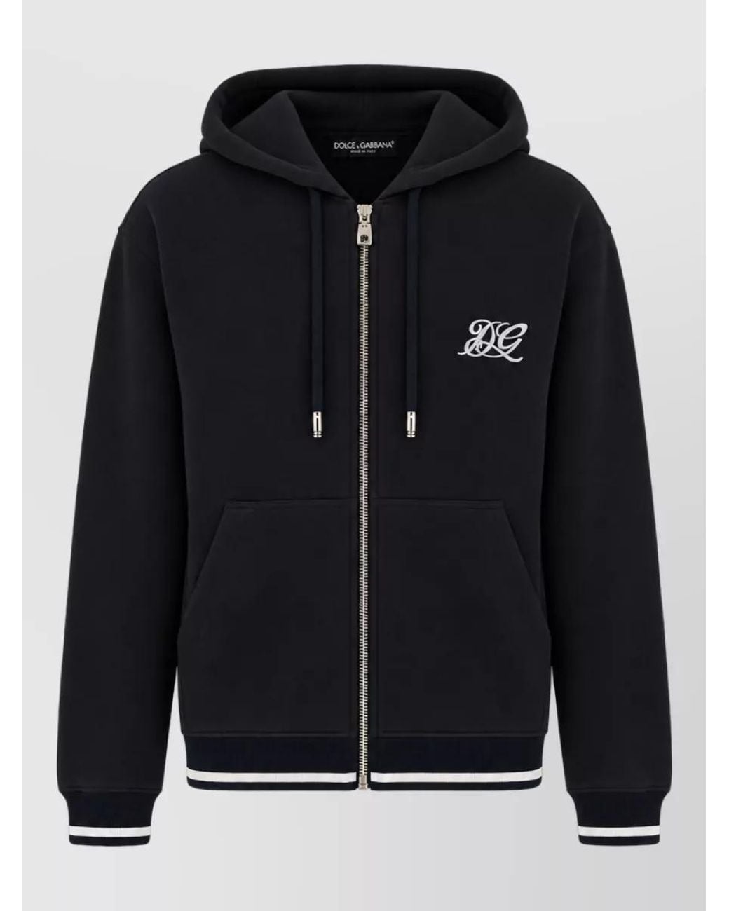 Dolce & Gabbana Black Cotton Hooded Jacket for men