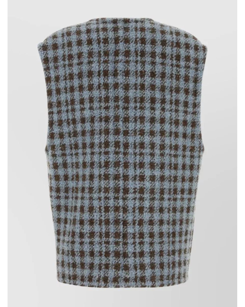 Etro Gray Wool Blend Oversized Houndstooth Vest