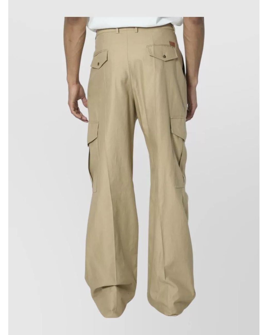 Céline Natural Cotton Mid-Rise Wide-Leg Cargo Trousers for men