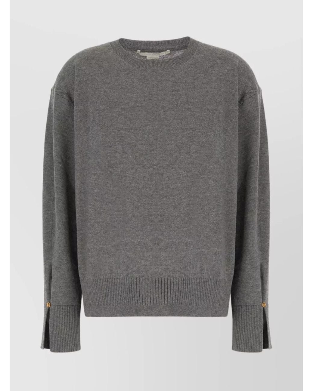 Stella McCartney Gray Virgin Wool Ribbed Crew-Neck Loose-Fit Jumper