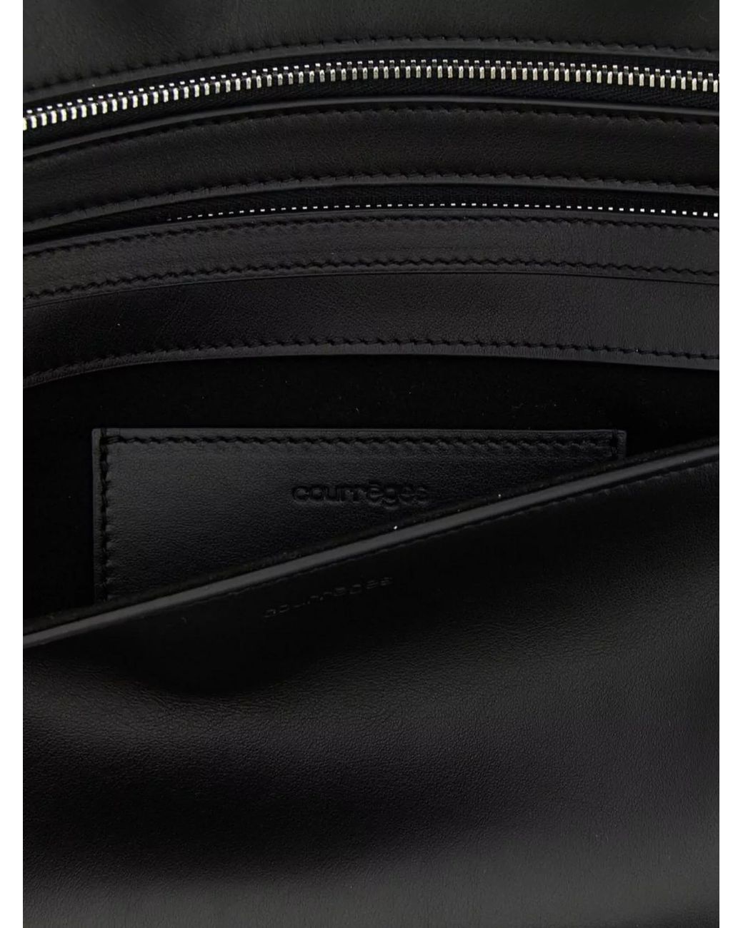 Courreges Black Leather Clutch Bag