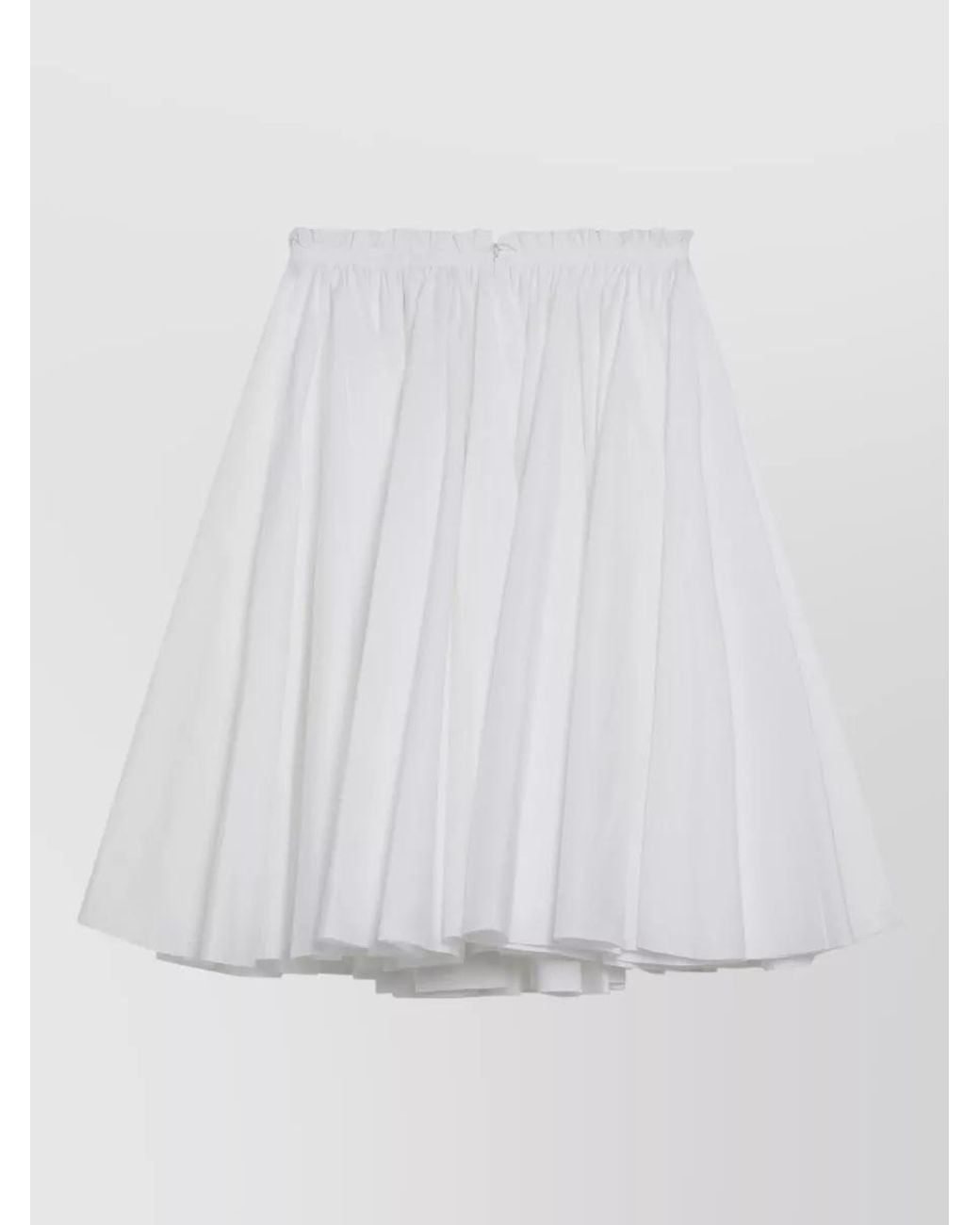AMI White Cotton Low-Rise Midi Full Skirt