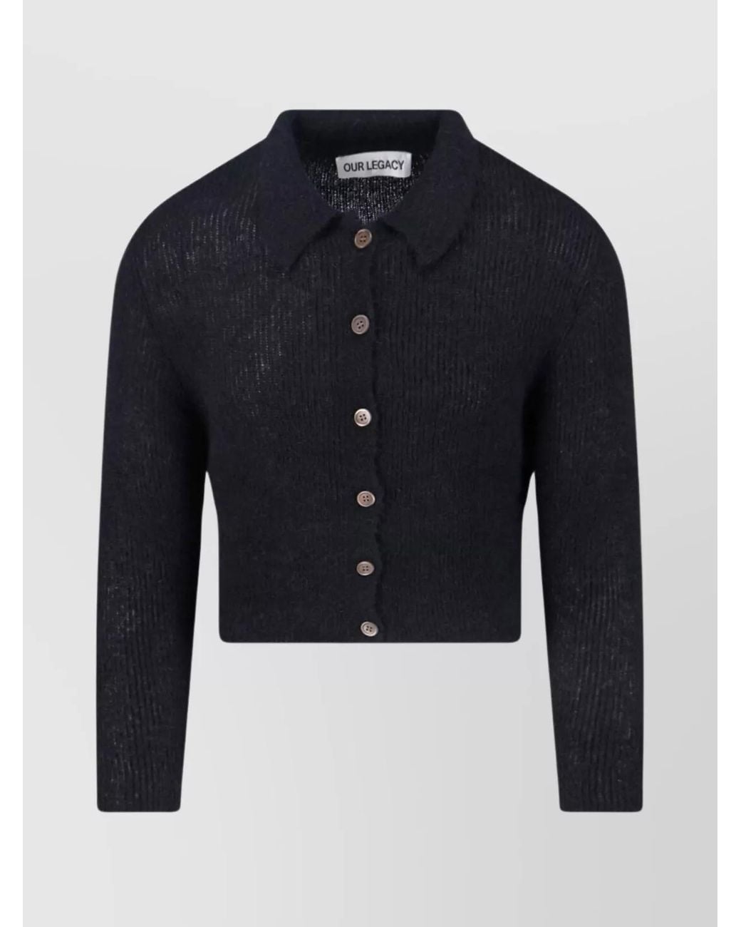 Our Legacy Blue Alpaca-Blend Short-Sleeve Polo Sweater