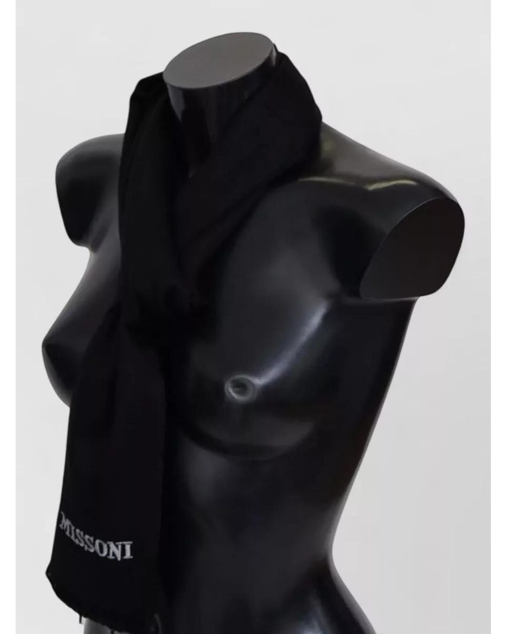 Missoni Black Wool Logo Scarf for men