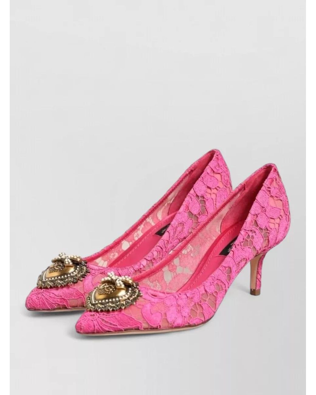 Dolce & Gabbana Pink Taormina Lace Pumps