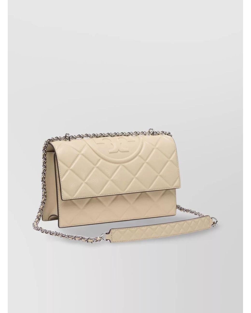 Tory Burch Natural Fleming Goat Leather Shoulder Bag