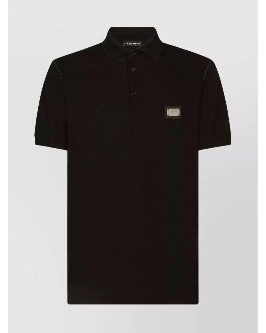 Dolce & Gabbana Black Cotton Piqué Short-Sleeve Polo Shirt for men