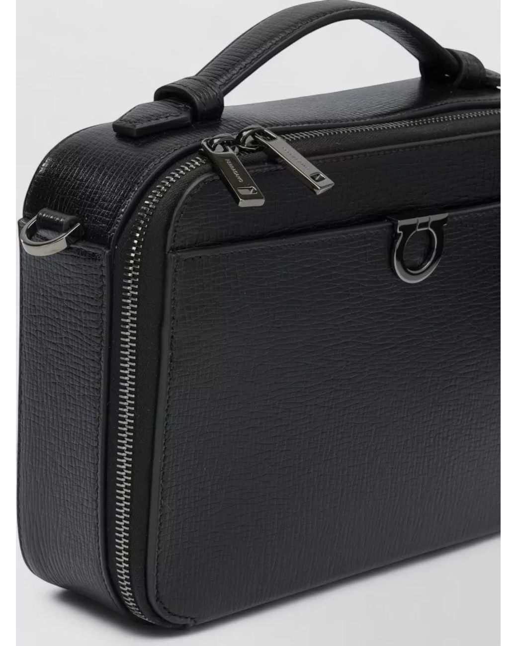 Ferragamo Black Leather Small Crossbody Bag for men