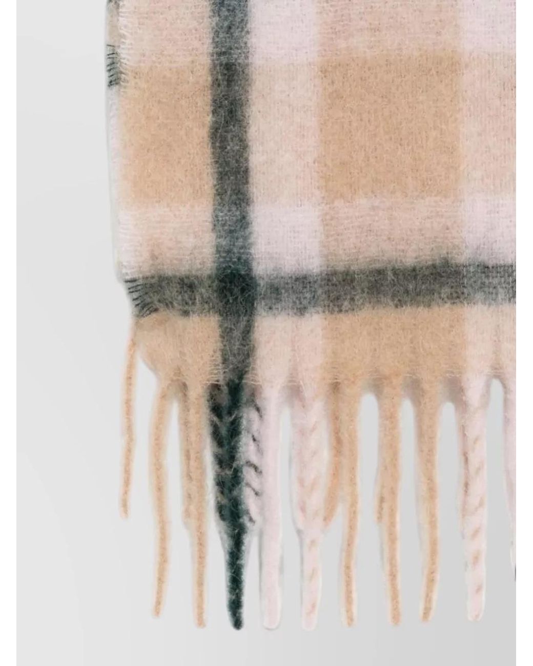 Closed Natural Checked Alpaca-Blend Scarf
