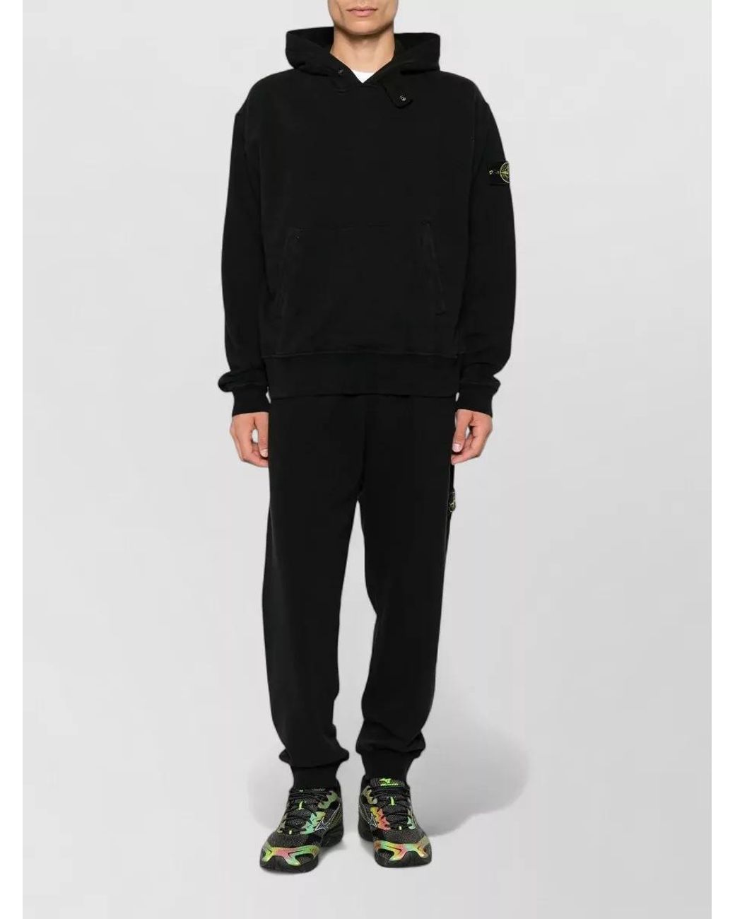 Stone Island Black Cotton Oversized Hoodie for men