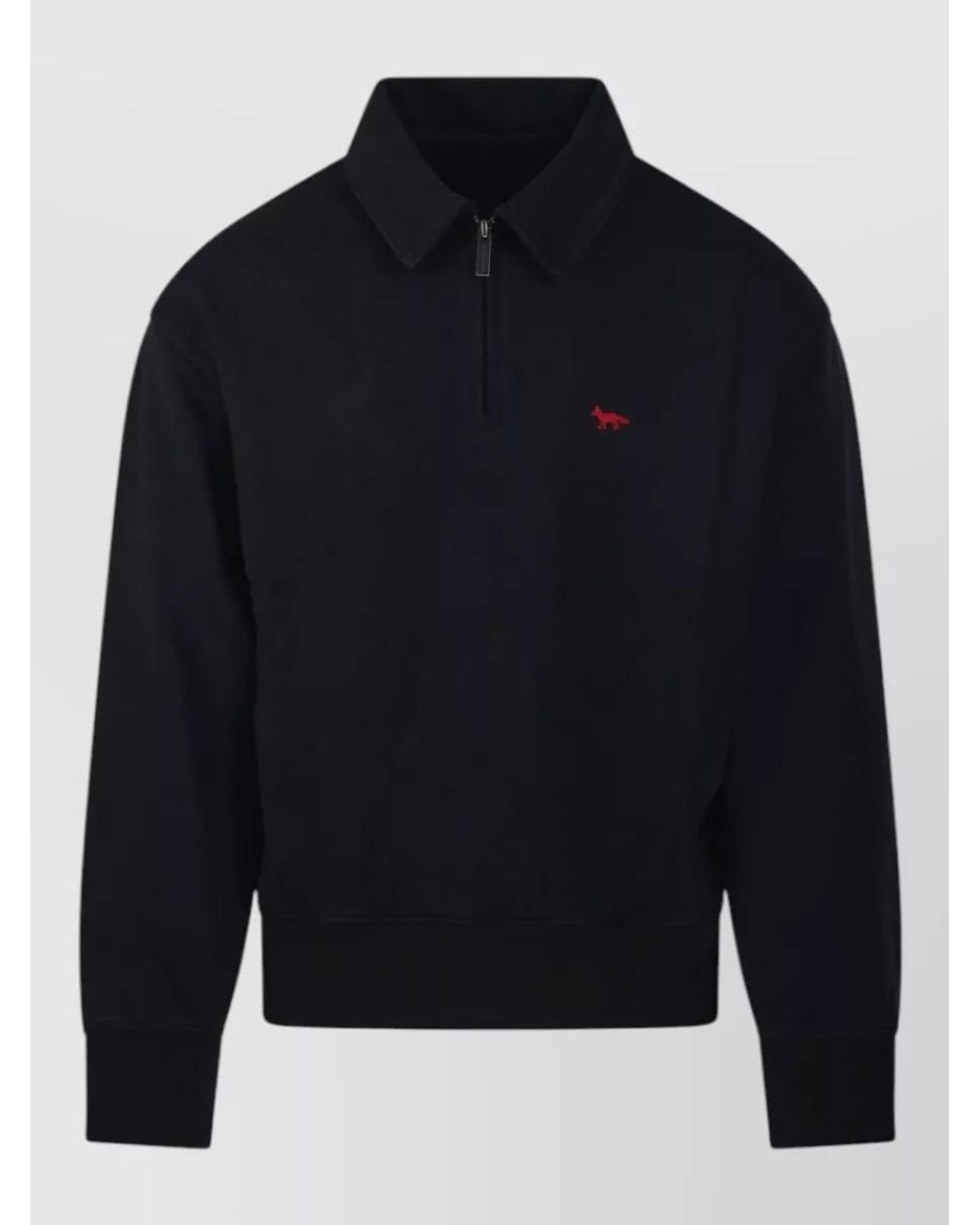 Maison Kitsuné Blue Organic Cotton Half-Zip Polo Sweatshirt for men