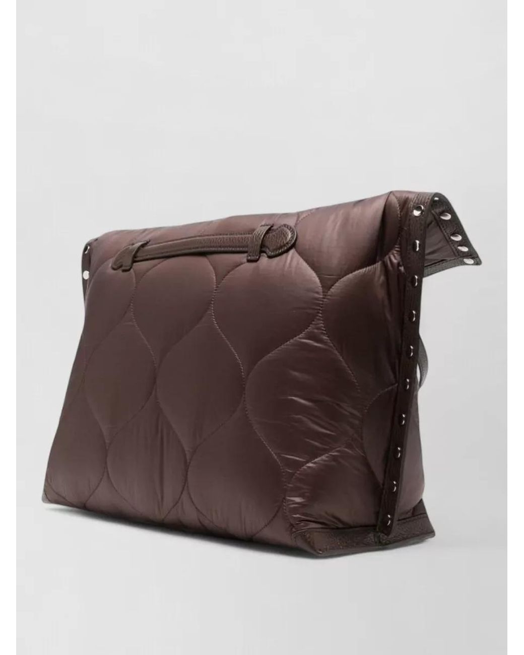 Zanellato Brown Leather Quilted Studded Tote Bag