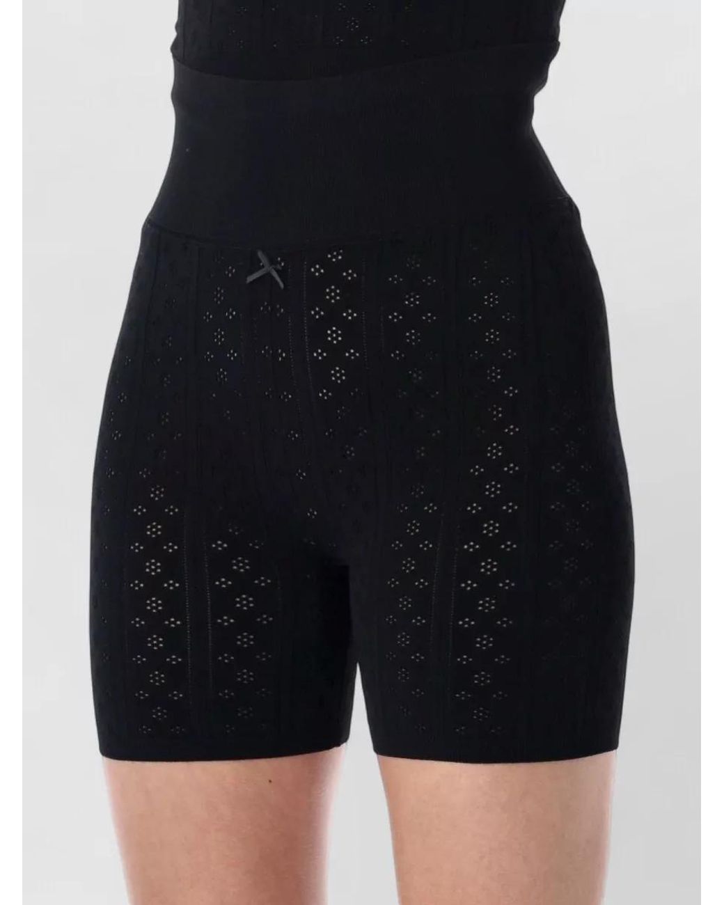 J.W. Anderson Black Pointelle Knit Fitted Cycle Shorts