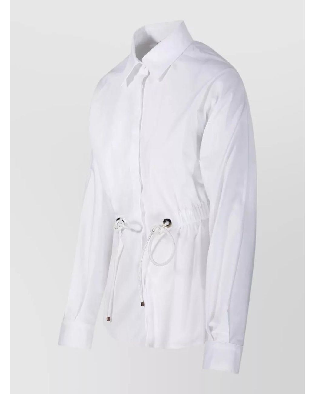 Max Mara White Cotton Poplin Drawstring Shirt
