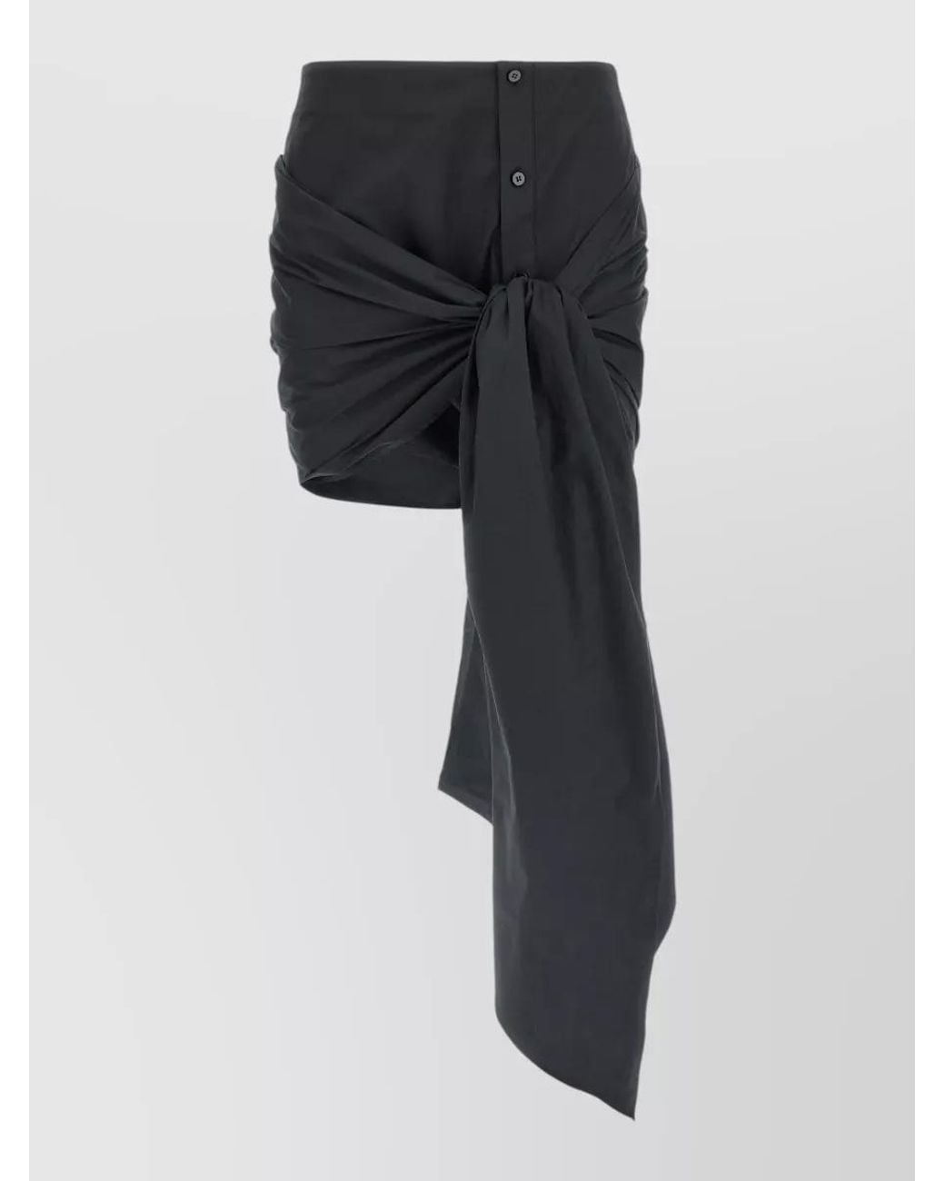The Attico Black Cotton Draped Mini Skirt