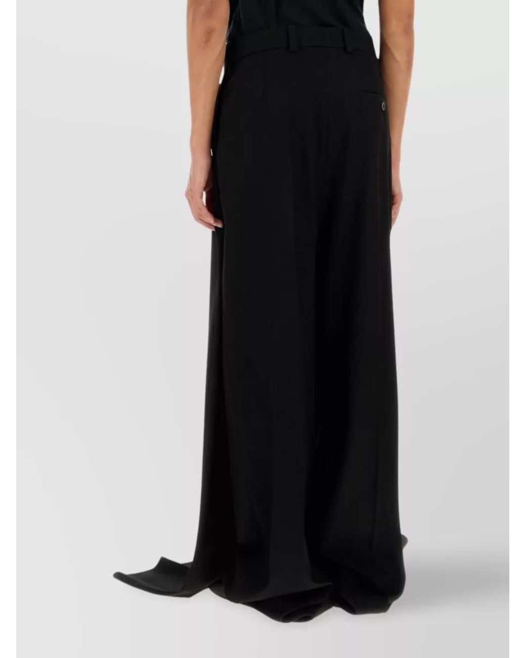 Balenciaga Black Wool Wide-Leg Trousers for men