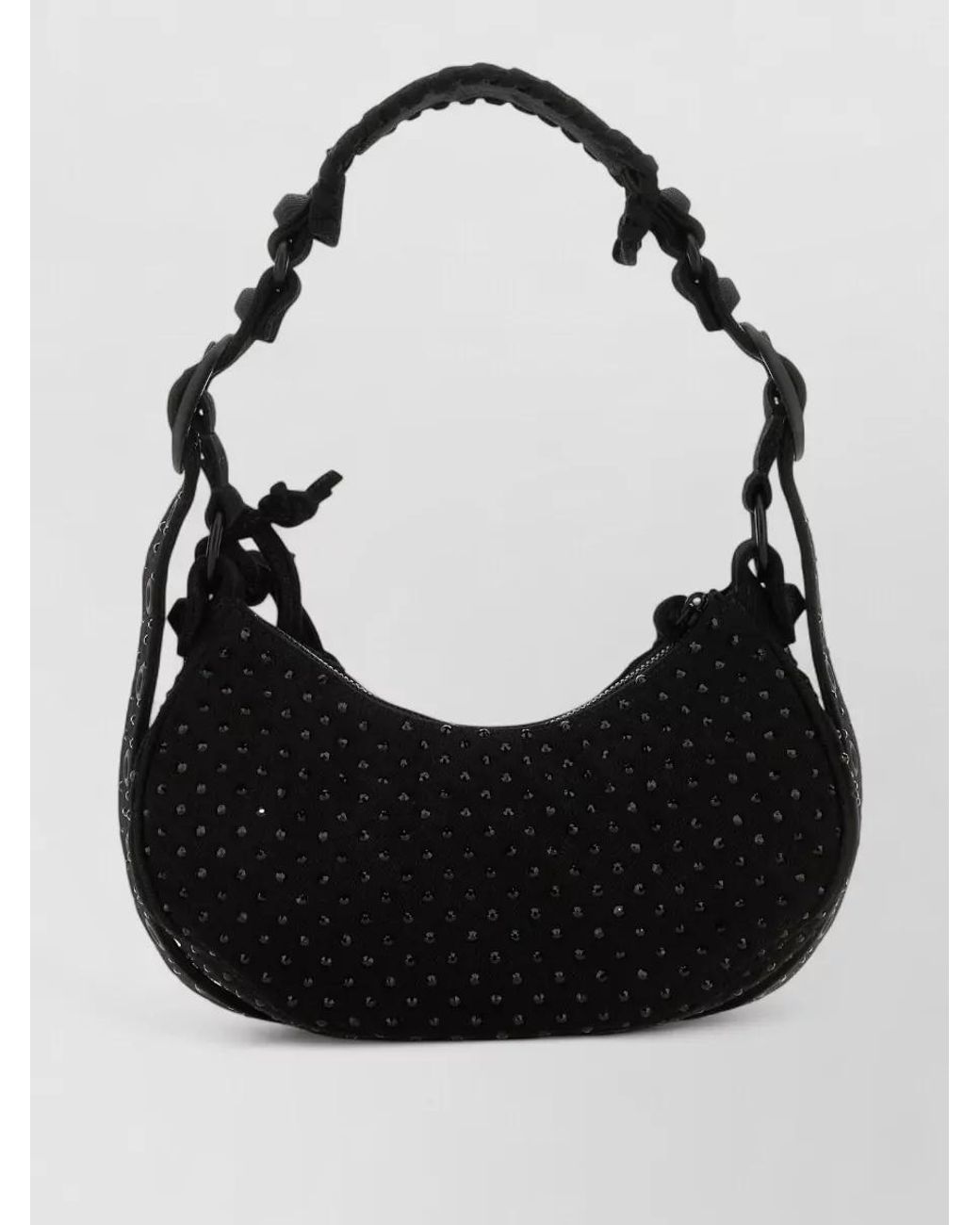 Balenciaga Black Le Cagole Xs Denim Embellished Shoulder Bag