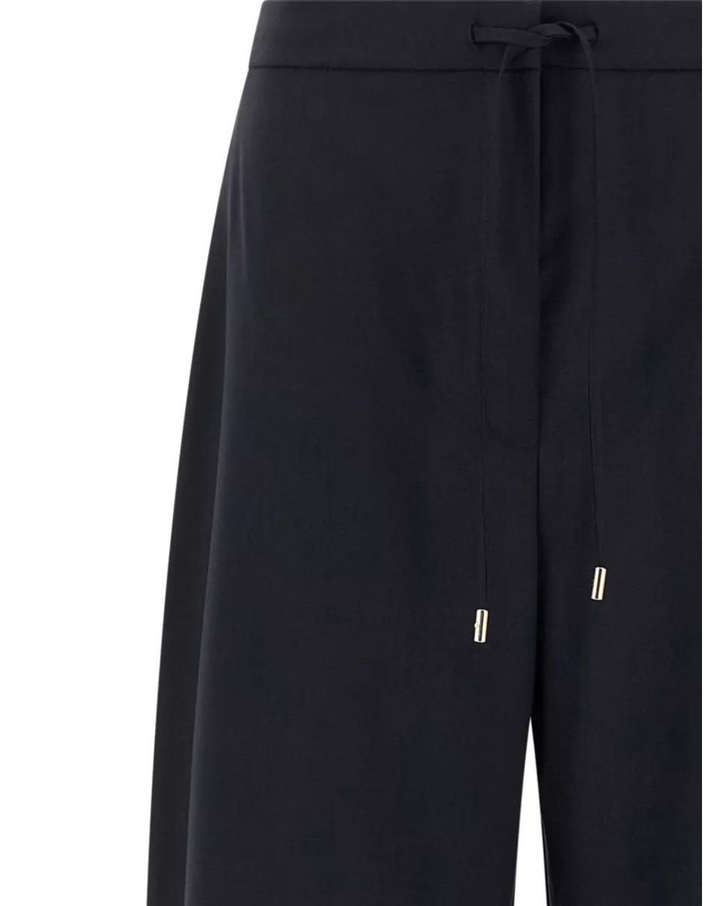 Max Mara Blue Virgin Wool Wide-Leg Trousers