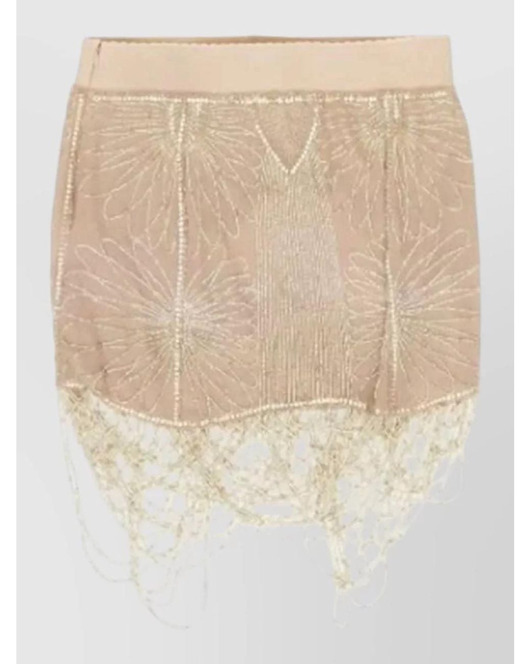 The Attico Natural Silk Embellished Mini Skirt