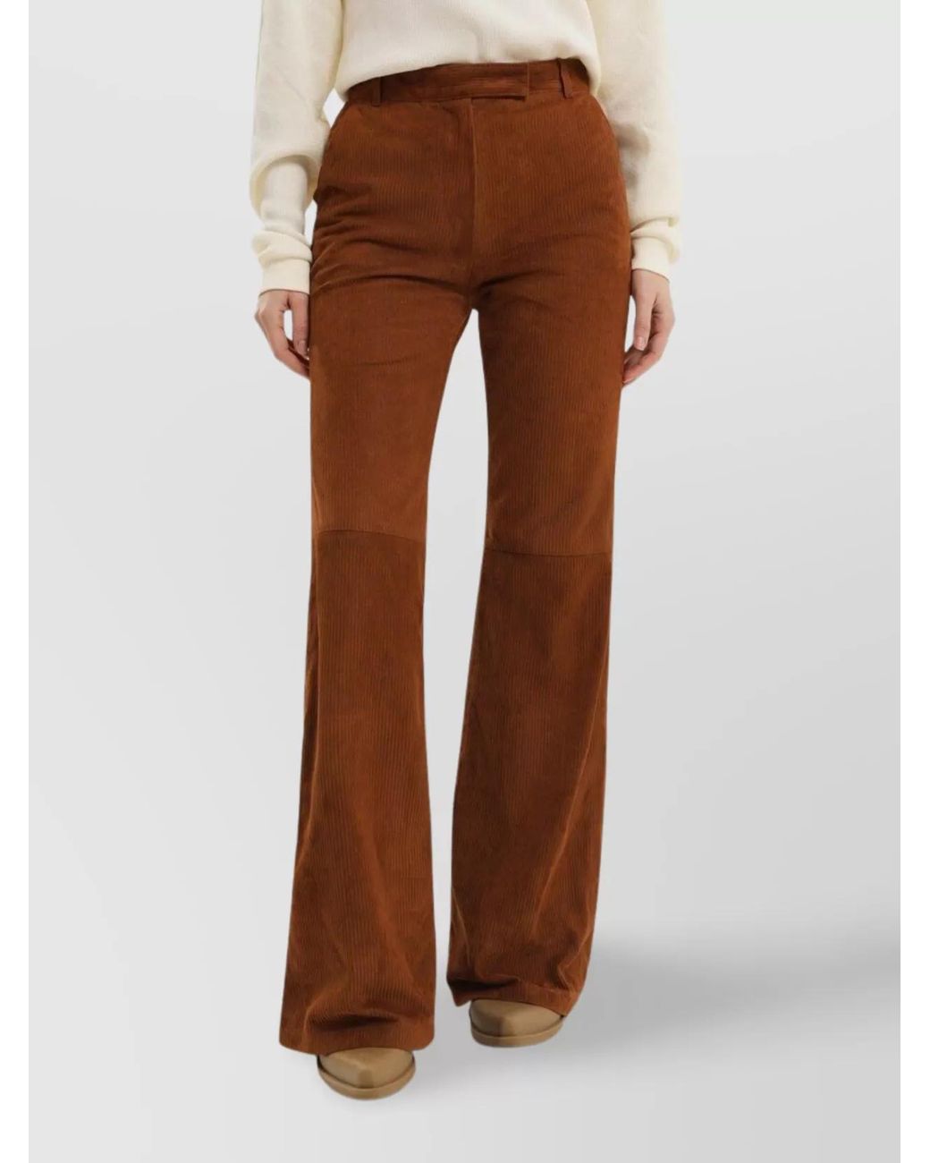 1989 STUDIO Brown Leather Flared Trousers