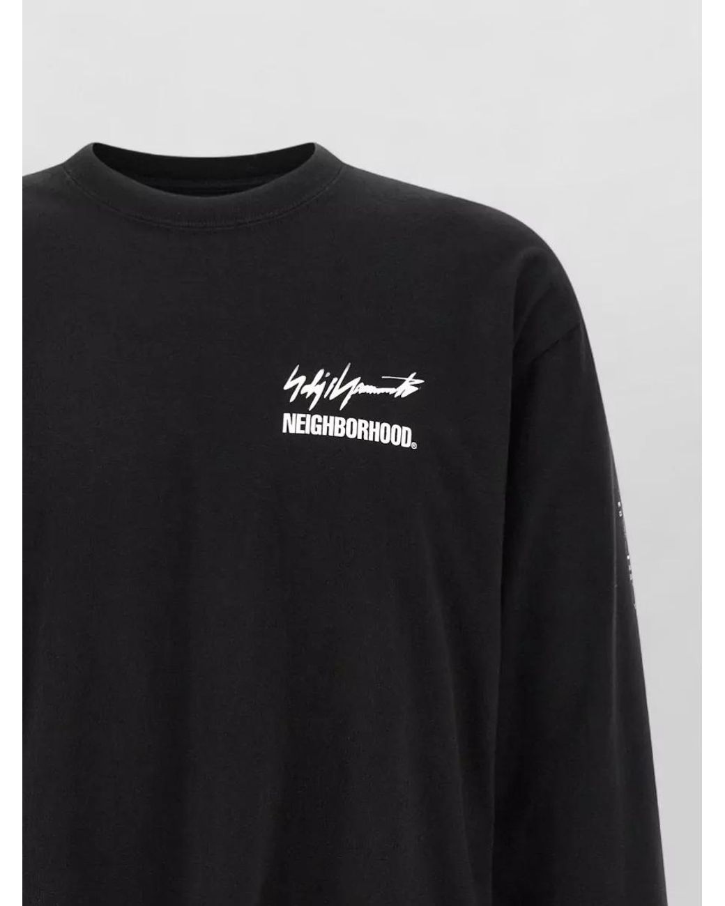 Yohji Yamamoto Black Cotton Logo-Print Long-Sleeve T-Shirt for men