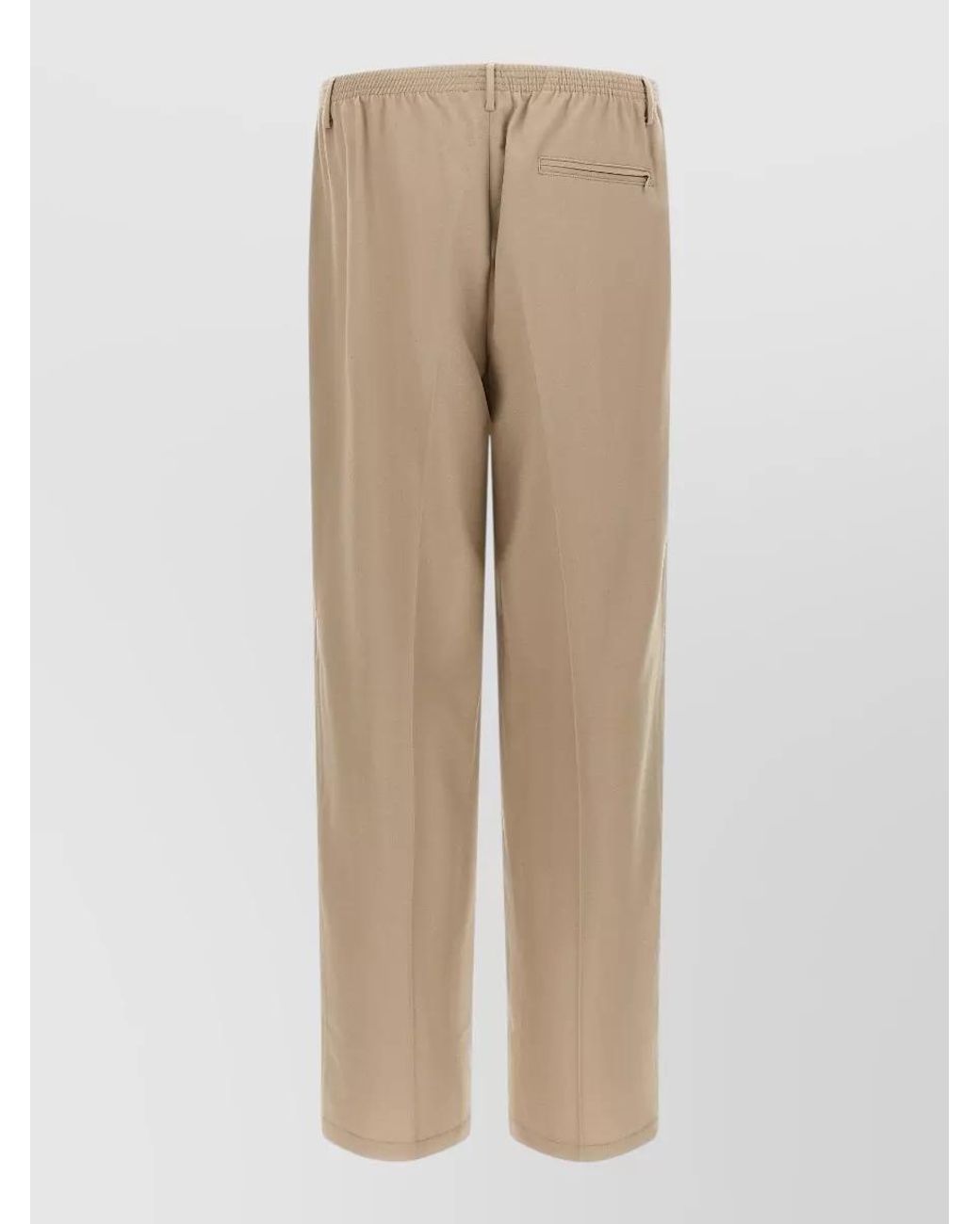 Cellar Door Natural Virgin Wool Wide-Leg Pleated Trousers for men