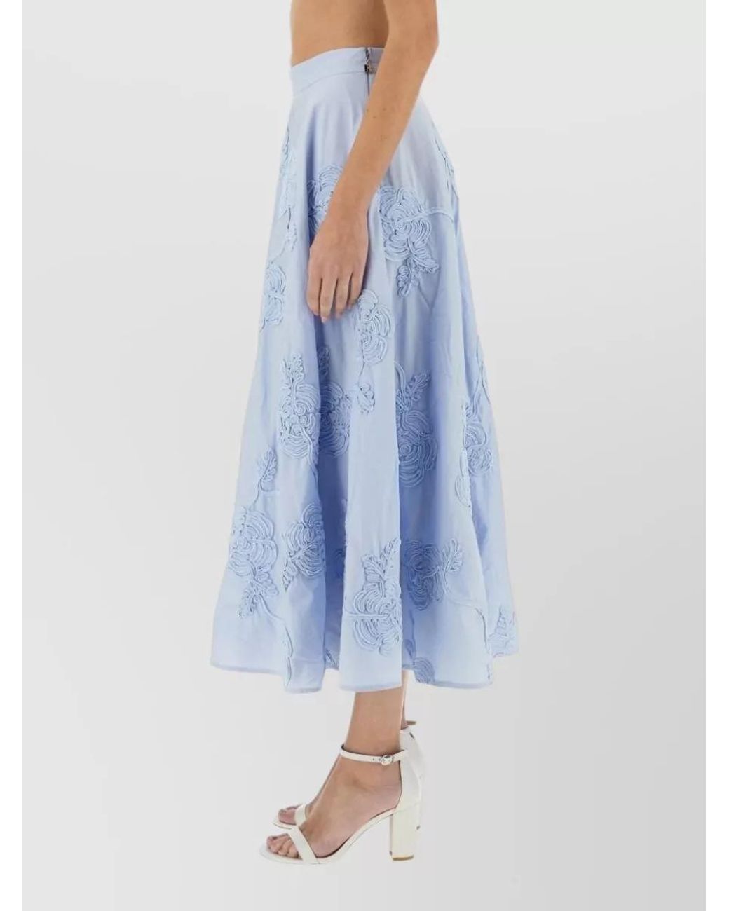 ROTATE BIRGER CHRISTENSEN Blue Floral Maxi Skirt
