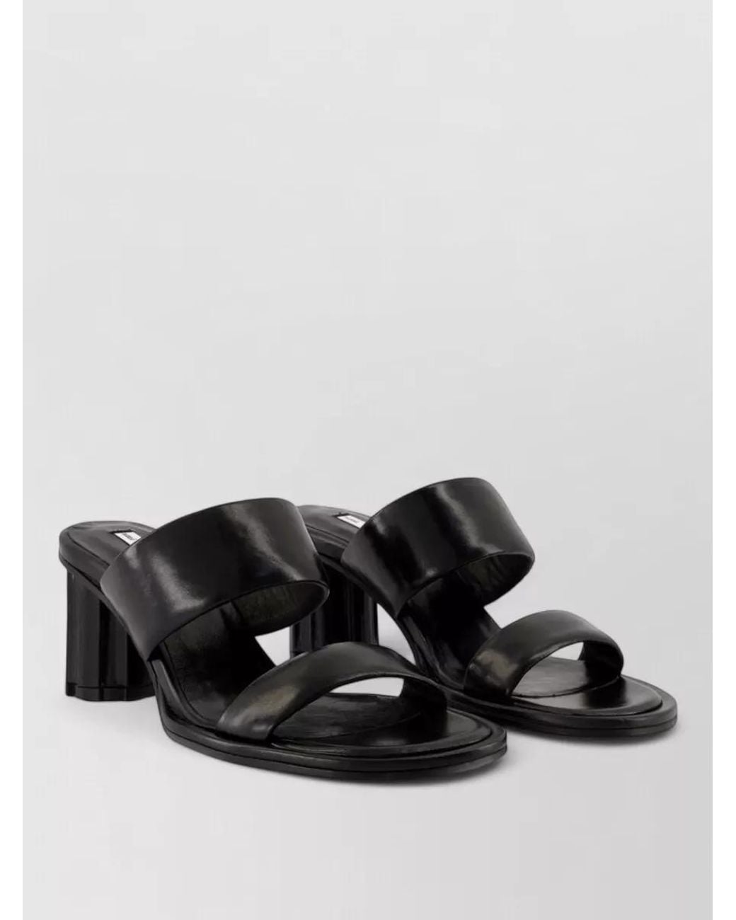 AMI Black Leather Open-Toe Pumps