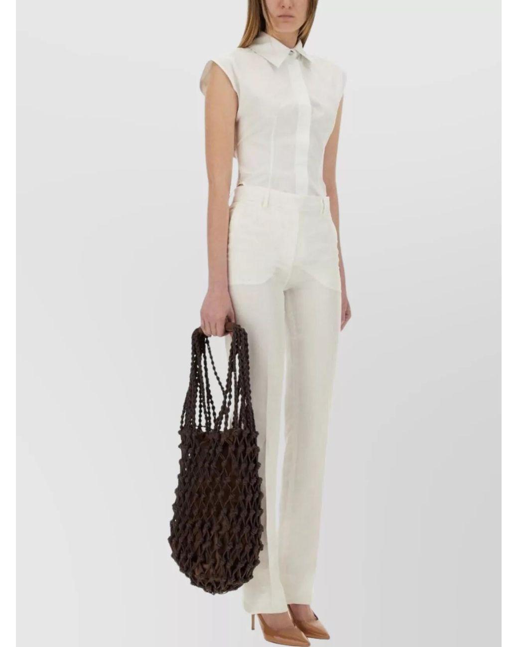 Sportmax White Raoul Straight-Leg Trousers