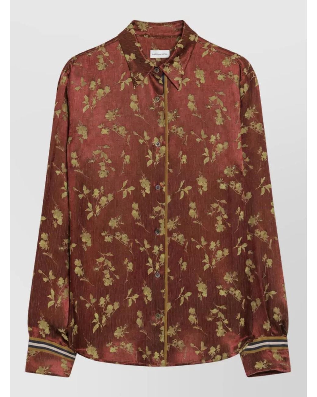 Dries Van Noten Brown Floral-Jacquard Regular-Fit Shirt
