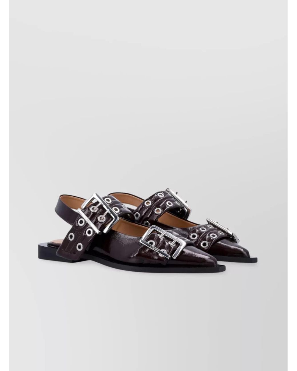 Ganni Multicolor Synthetic Leather Buckle Slingback Ballerina Shoes