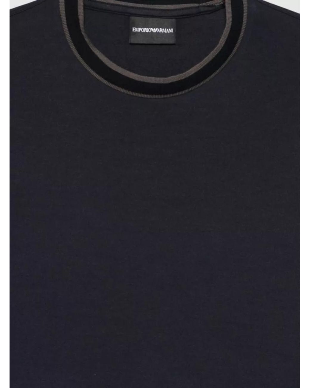 Emporio Armani Blue Silk Ribbed Short-Sleeve T-Shirt for men
